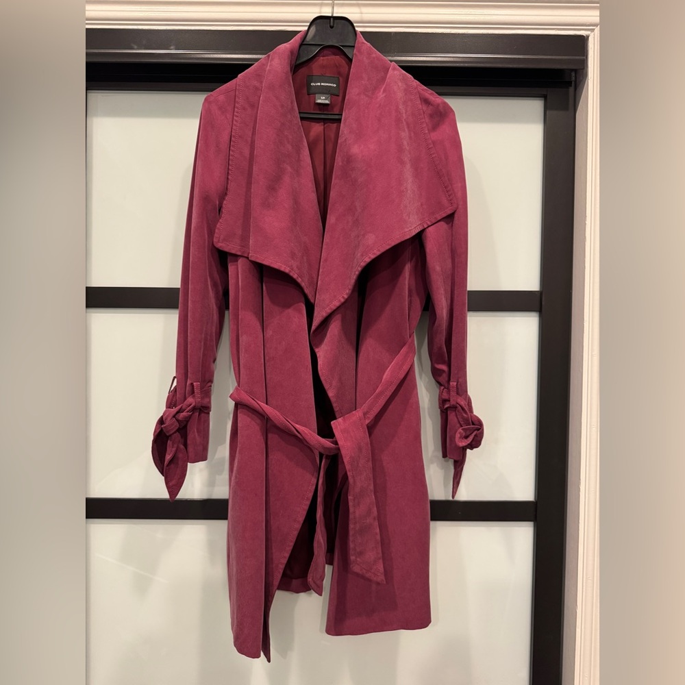 Club Monaco Raspberry Draped Trench Coat